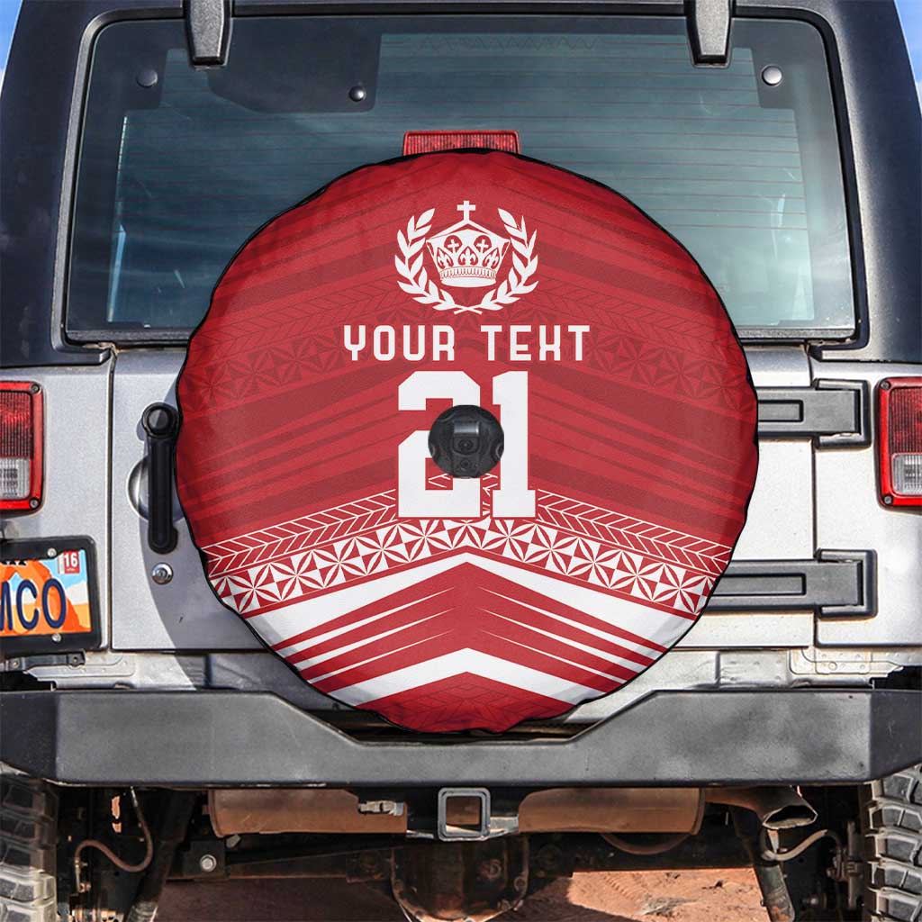 Custom Pacific Rugby Spirit Spare Tire Cover Tonga Ngatu Pride Red Edition LT9 Red - Polynesian Pride