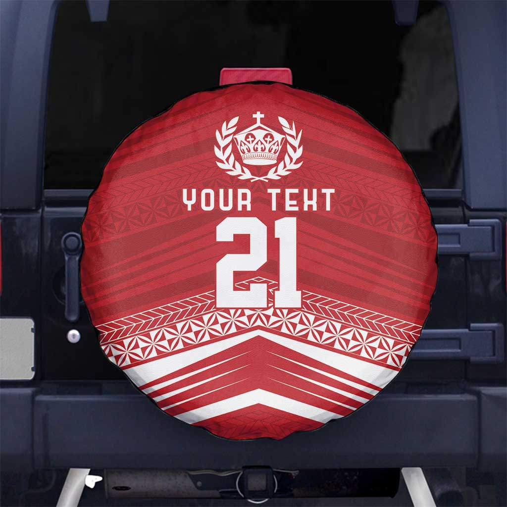 Custom Pacific Rugby Spirit Spare Tire Cover Tonga Ngatu Pride Red Edition LT9 No hole Red - Polynesian Pride