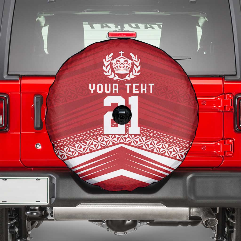 Custom Pacific Rugby Spirit Spare Tire Cover Tonga Ngatu Pride Red Edition LT9 - Polynesian Pride