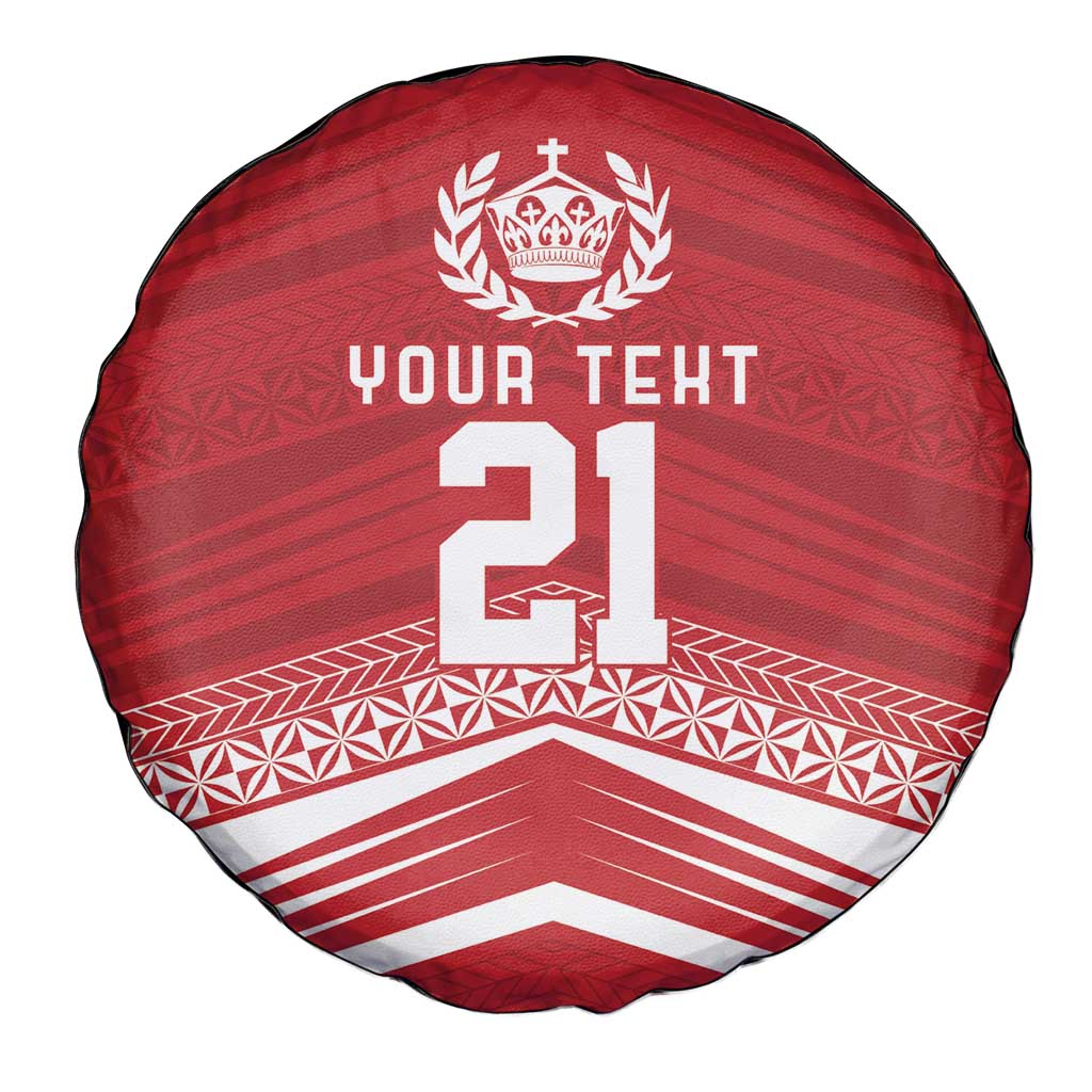 Custom Pacific Rugby Spirit Spare Tire Cover Tonga Ngatu Pride Red Edition LT9 - Polynesian Pride