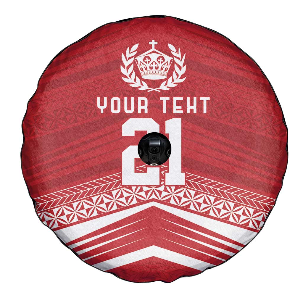 Custom Pacific Rugby Spirit Spare Tire Cover Tonga Ngatu Pride Red Edition LT9 - Polynesian Pride