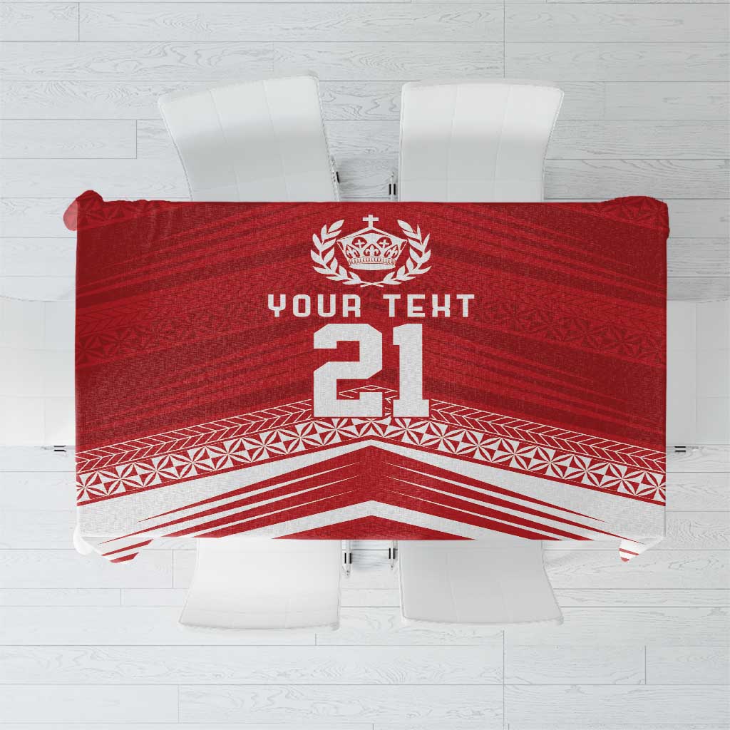 Custom Pacific Rugby Spirit Tablecloth Tonga Ngatu Pride Red Edition LT9 Red - Polynesian Pride