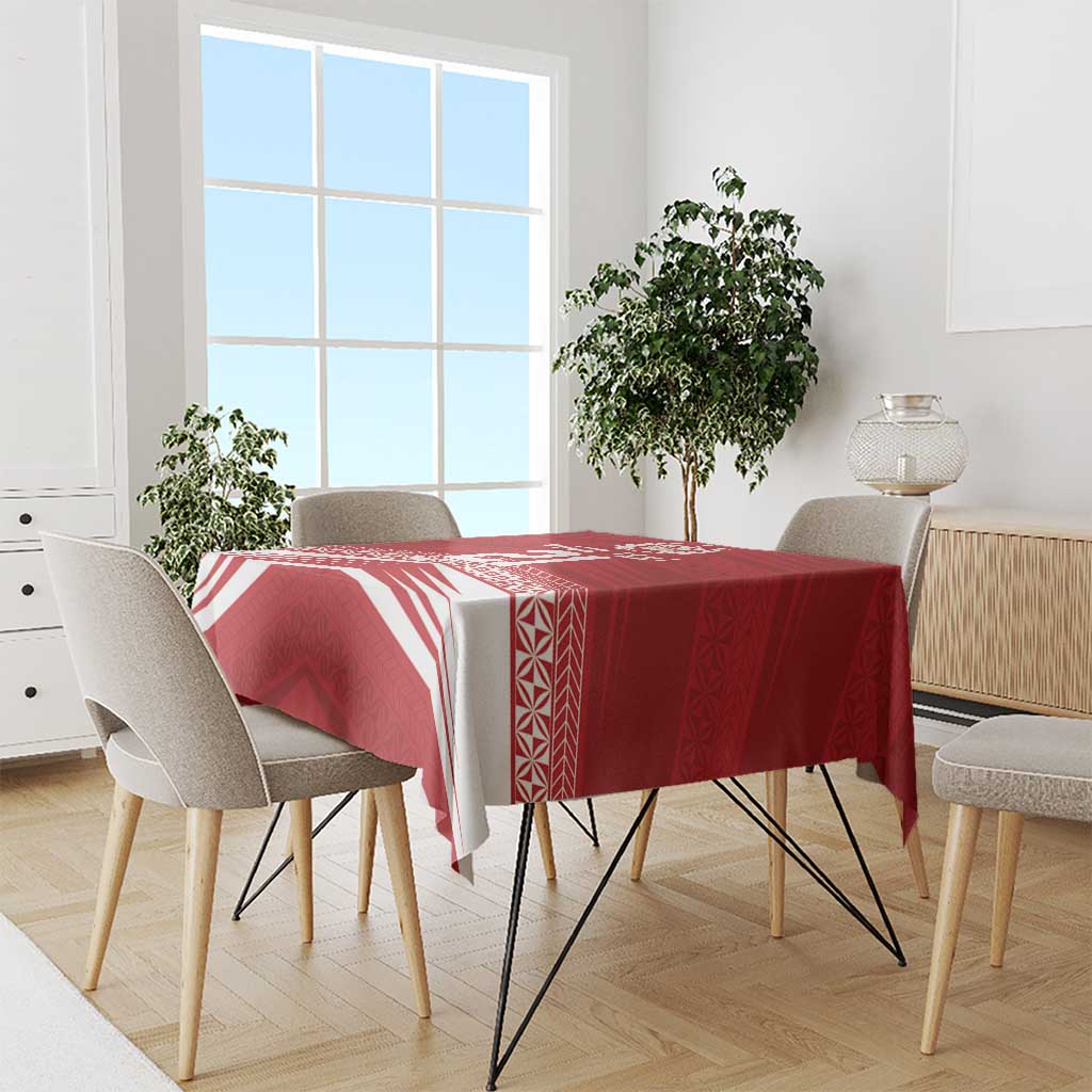 Custom Pacific Rugby Spirit Tablecloth Tonga Ngatu Pride Red Edition LT9 - Polynesian Pride