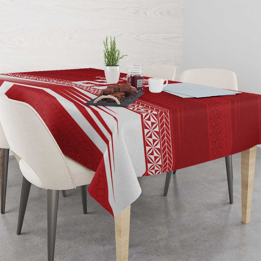 Custom Pacific Rugby Spirit Tablecloth Tonga Ngatu Pride Red Edition LT9 - Polynesian Pride