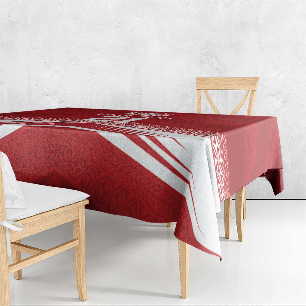 Custom Pacific Rugby Spirit Tablecloth Tonga Ngatu Pride Red Edition LT9 - Polynesian Pride