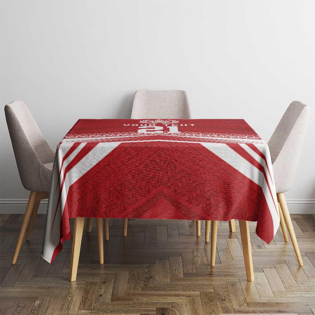 Custom Pacific Rugby Spirit Tablecloth Tonga Ngatu Pride Red Edition LT9 - Polynesian Pride