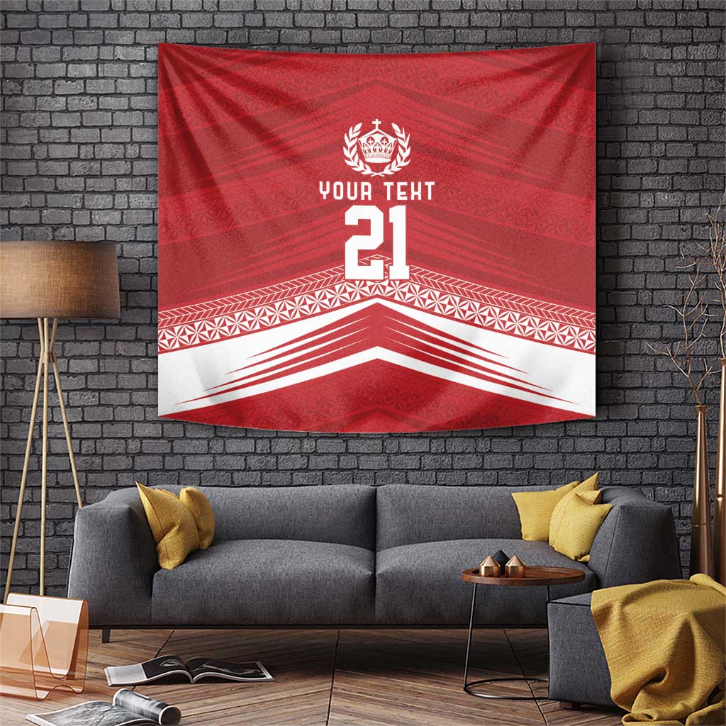Custom Pacific Rugby Spirit Tapestry Tonga Ngatu Pride Red Edition LT9 Red - Polynesian Pride