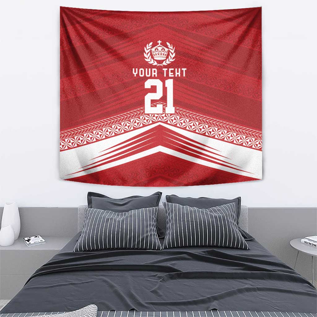 Custom Pacific Rugby Spirit Tapestry Tonga Ngatu Pride Red Edition LT9 - Polynesian Pride