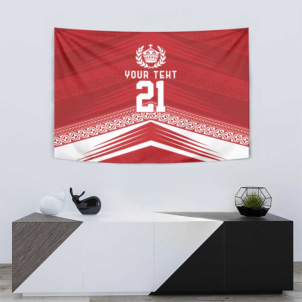 Custom Pacific Rugby Spirit Tapestry Tonga Ngatu Pride Red Edition LT9 - Polynesian Pride