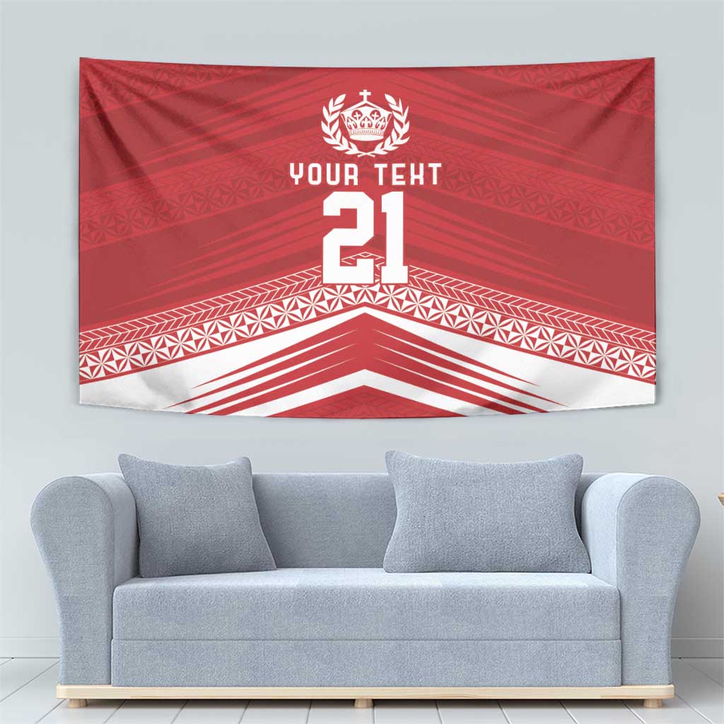 Custom Pacific Rugby Spirit Tapestry Tonga Ngatu Pride Red Edition LT9 - Polynesian Pride