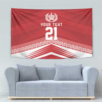 Custom Pacific Rugby Spirit Tapestry Tonga Ngatu Pride Red Edition LT9 - Polynesian Pride