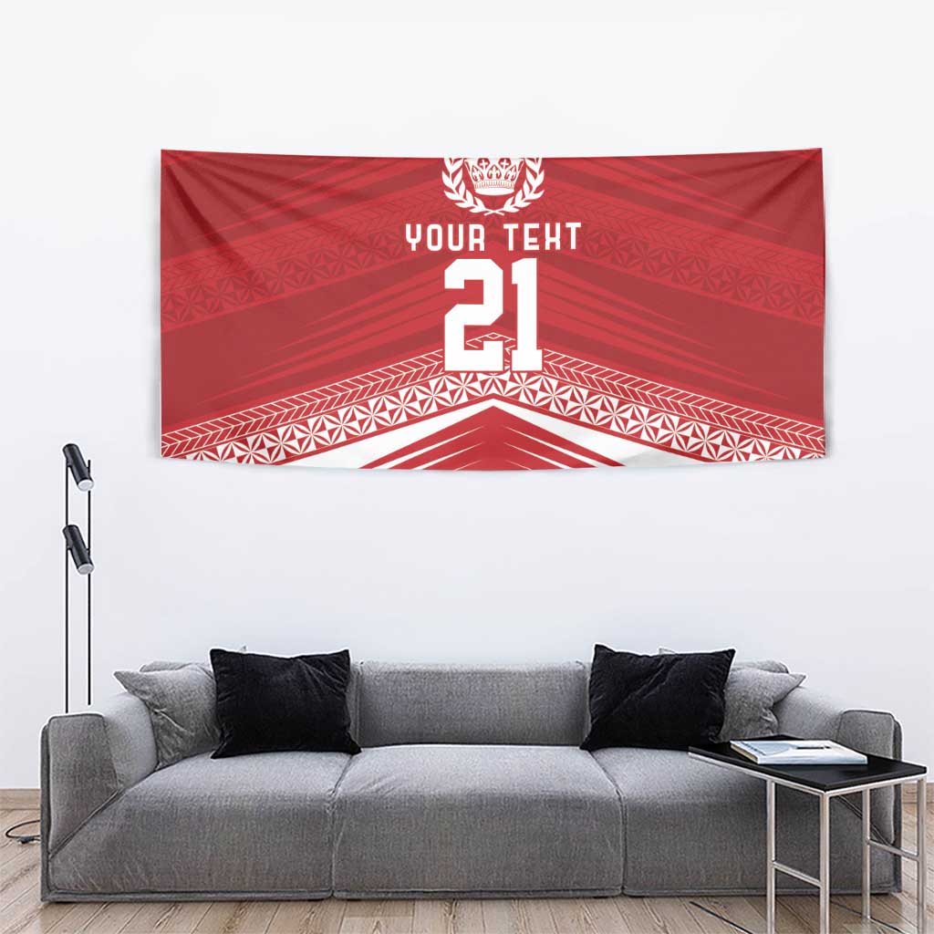 Custom Pacific Rugby Spirit Tapestry Tonga Ngatu Pride Red Edition LT9 - Polynesian Pride