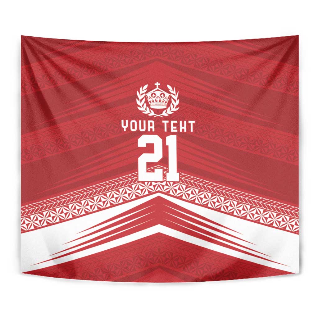 Custom Pacific Rugby Spirit Tapestry Tonga Ngatu Pride Red Edition LT9 - Polynesian Pride