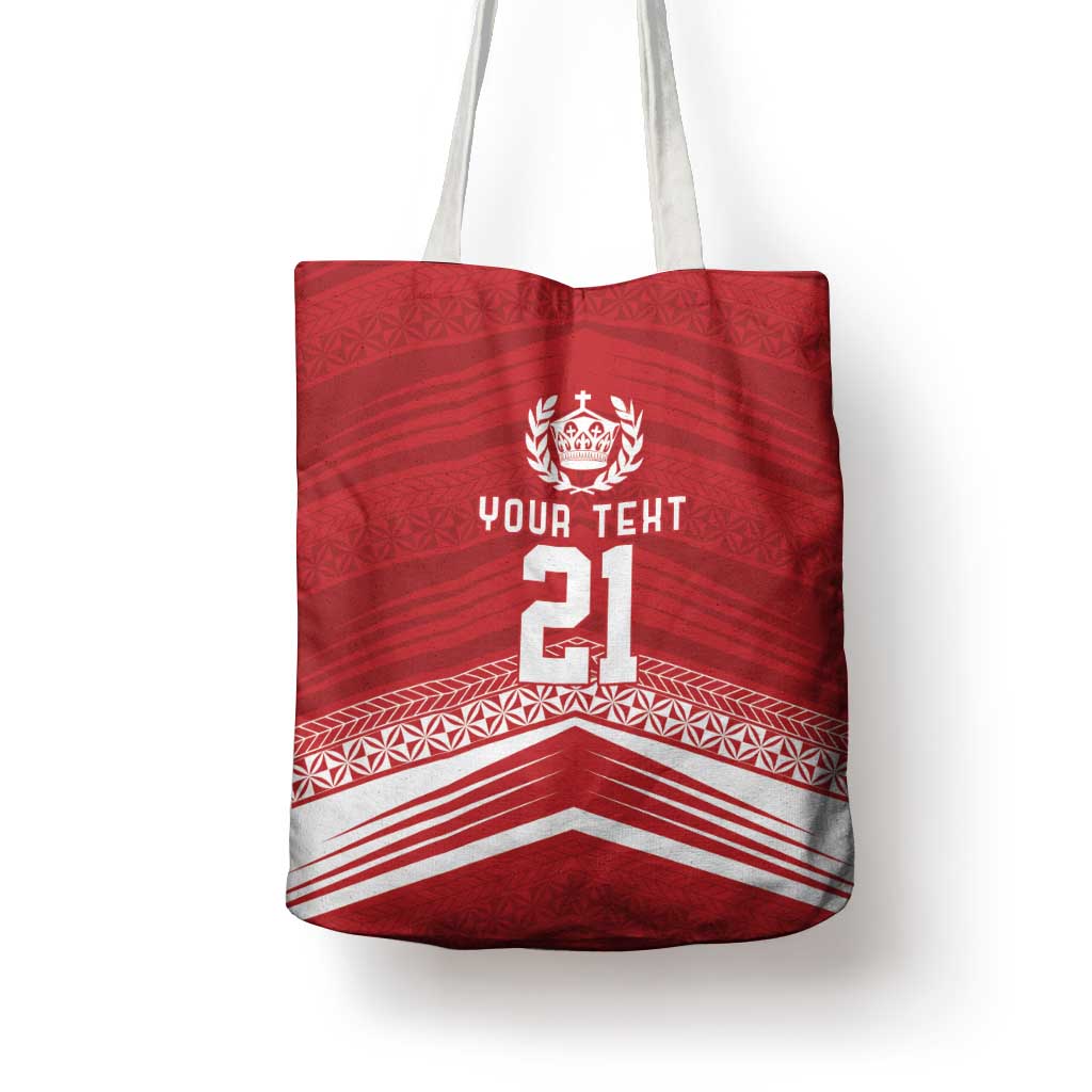 Custom Pacific Rugby Spirit Tote Bag Tonga Ngatu Pride Red Edition - Polynesian Pride