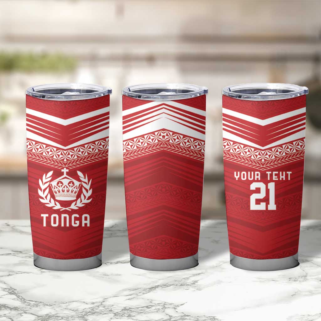 Custom Pacific Rugby Spirit Tumbler Cup Tonga Ngatu Pride Red Edition - Polynesian Pride