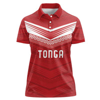 Custom Pacific Rugby Spirit Women Polo Shirt Tonga Ngatu Pride Red Edition - Polynesian Pride