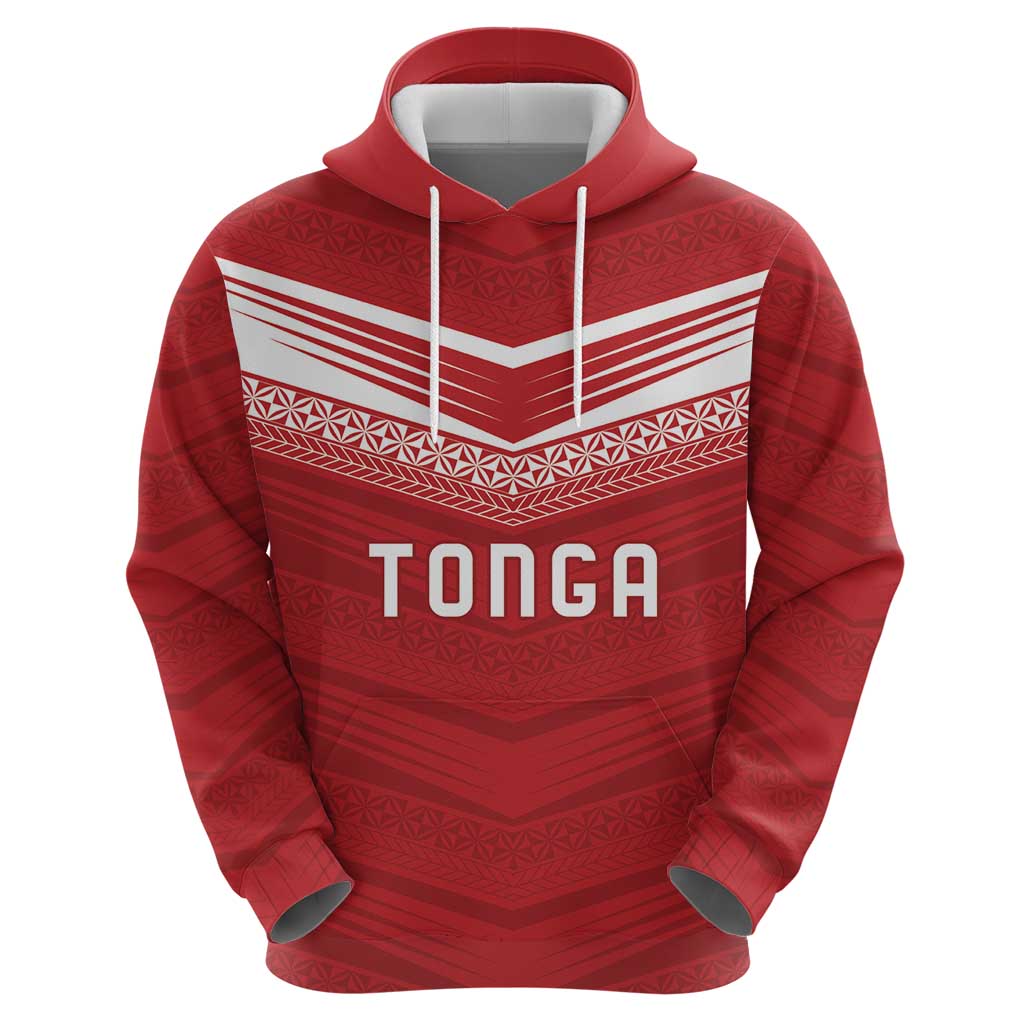 Custom Pacific Rugby Spirit Zip Hoodie Tonga Ngatu Pride Red Edition - Polynesian Pride