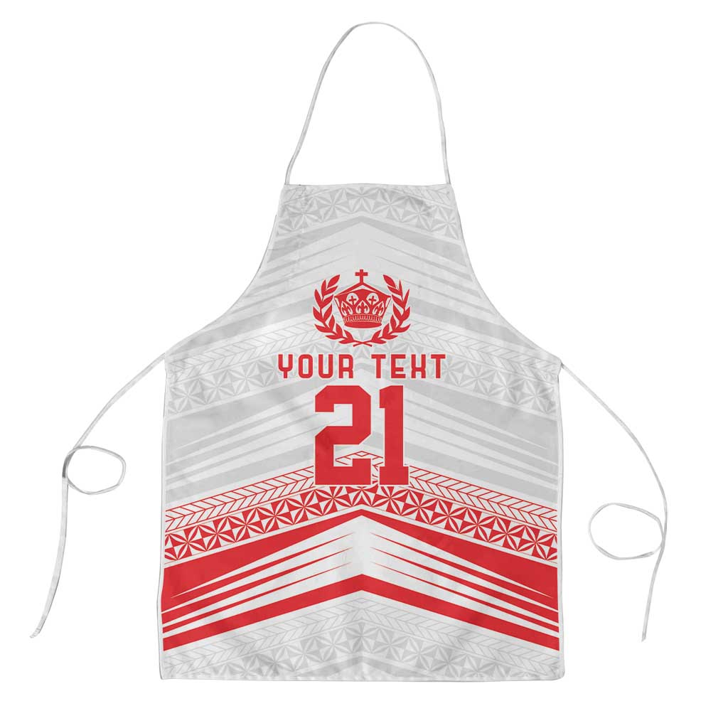 Custom Pacific Rugby Spirit Apron Tonga Ngatu Pride White Edition - Polynesian Pride