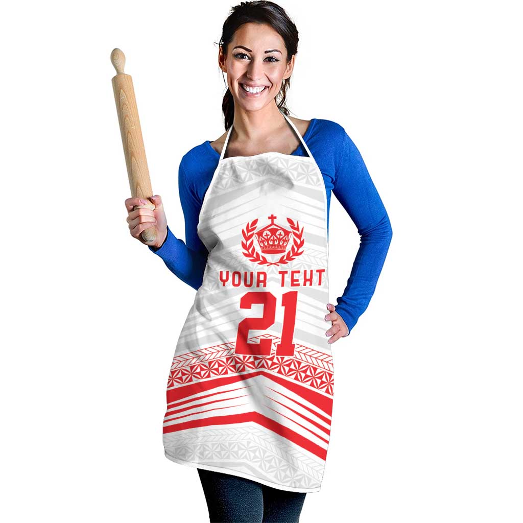 Custom Pacific Rugby Spirit Apron Tonga Ngatu Pride White Edition - Polynesian Pride