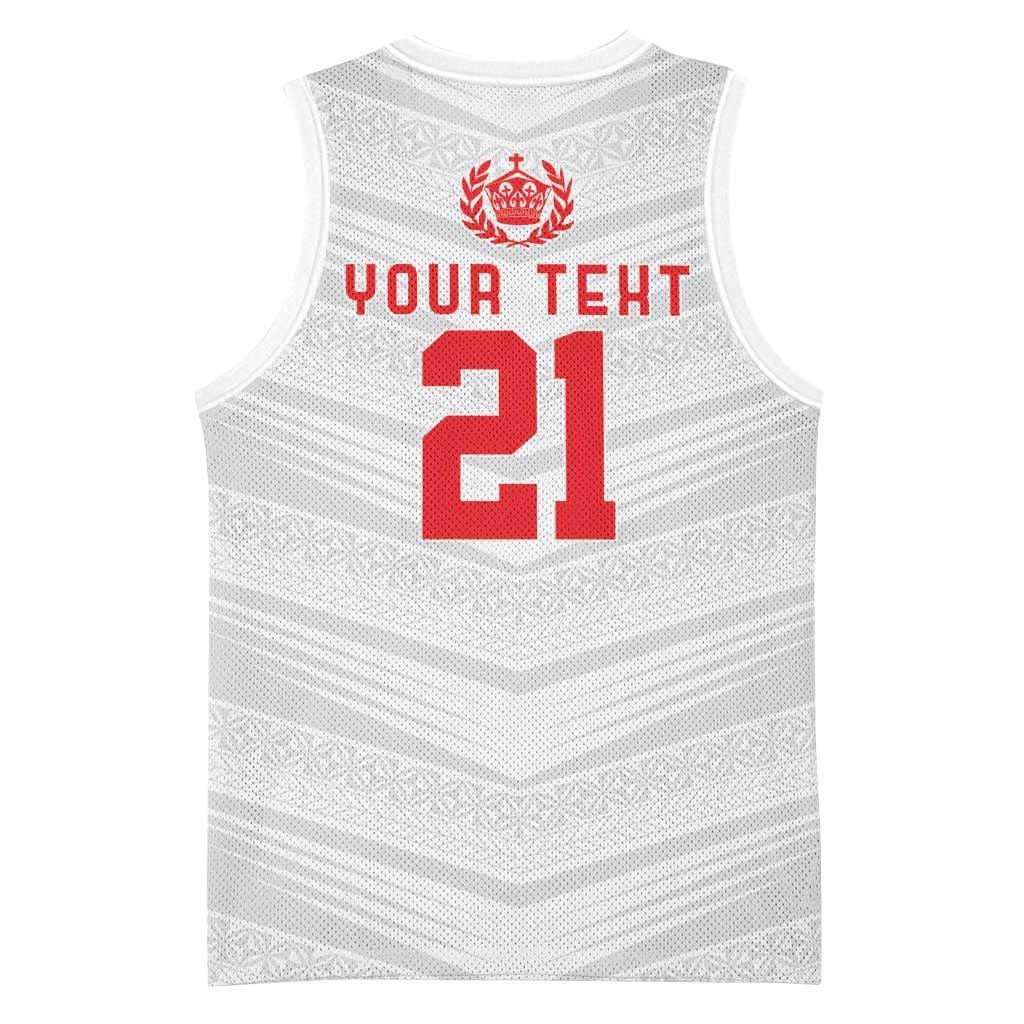 Custom Pacific Rugby Spirit Basketball Jersey Tonga Ngatu Pride White Edition - Polynesian Pride