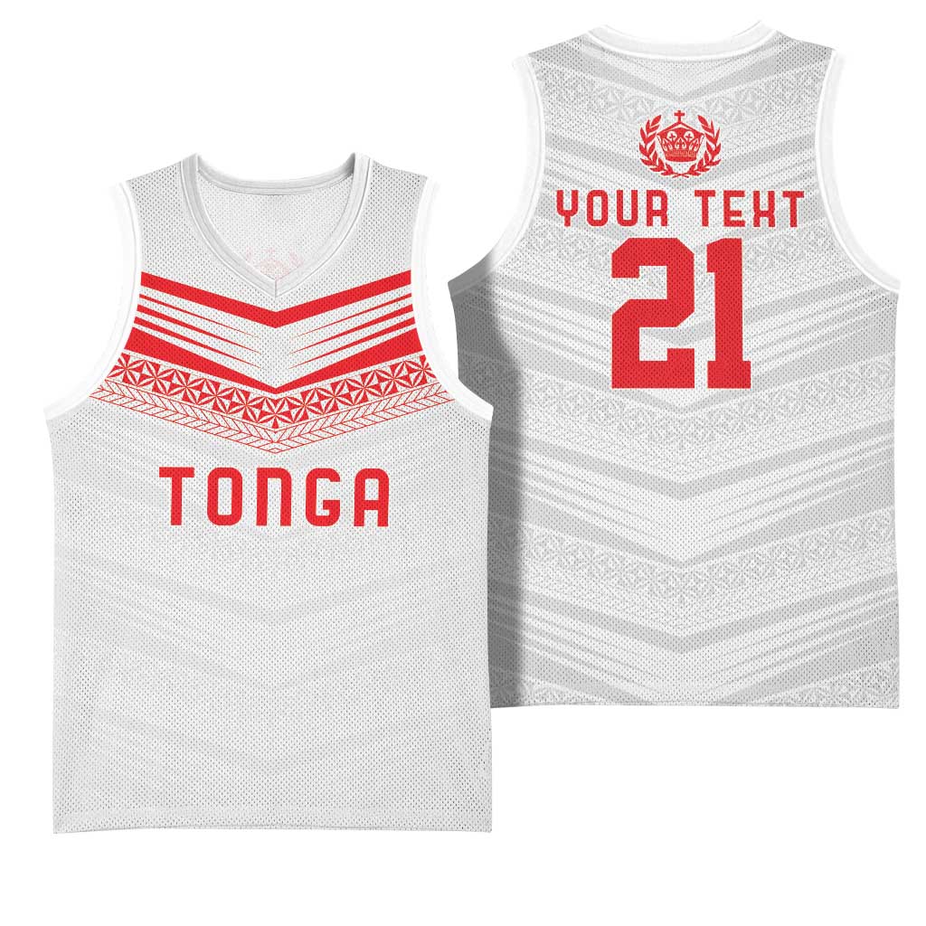 Custom Pacific Rugby Spirit Basketball Jersey Tonga Ngatu Pride White Edition - Polynesian Pride