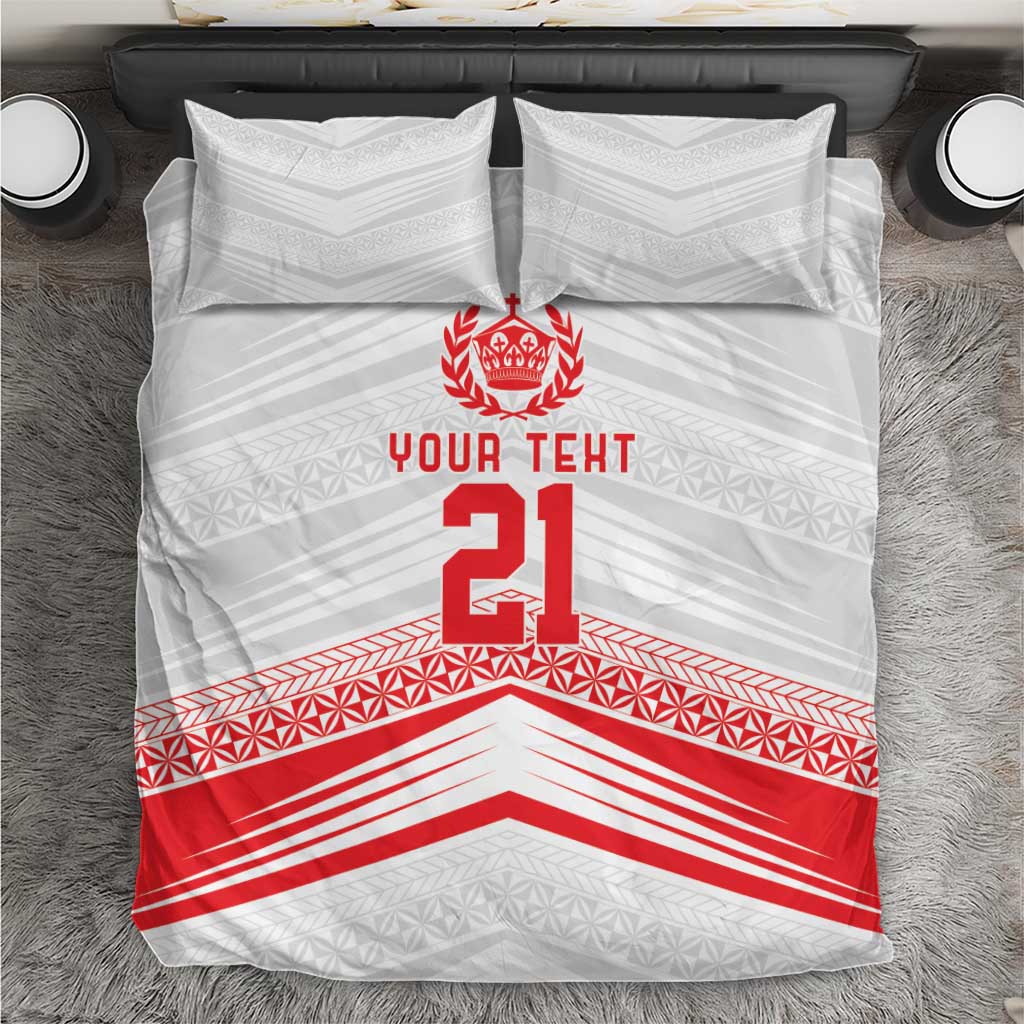 Custom Pacific Rugby Spirit Bedding Set Tonga Ngatu Pride White Edition LT9 White - Polynesian Pride