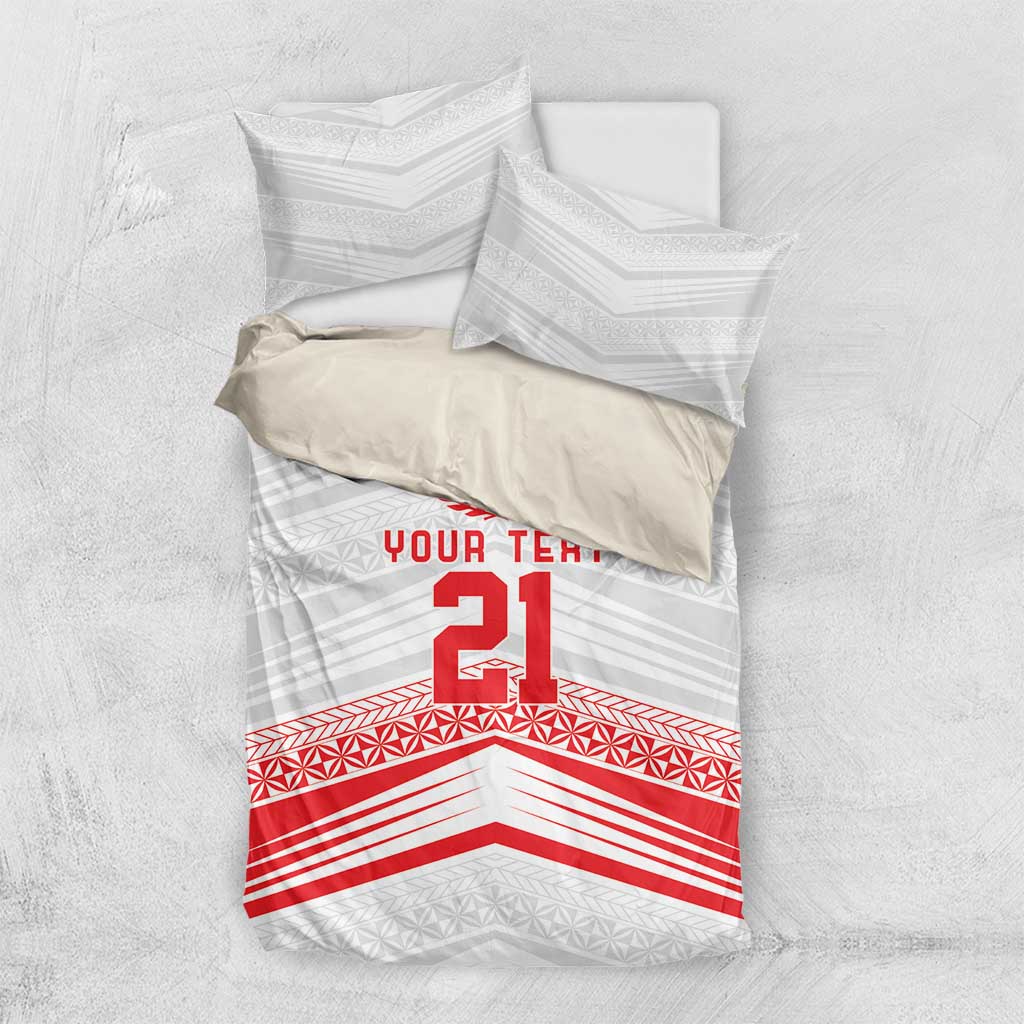 Custom Pacific Rugby Spirit Bedding Set Tonga Ngatu Pride White Edition LT9 US Twin 172cm x 218cm White - Polynesian Pride