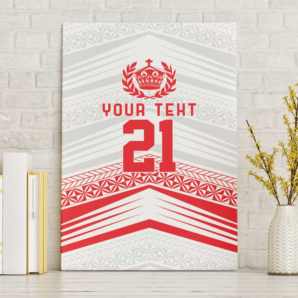 Custom Pacific Rugby Spirit Canvas Wall Art Tonga Ngatu Pride White Edition LT9 Without Frame White - Polynesian Pride