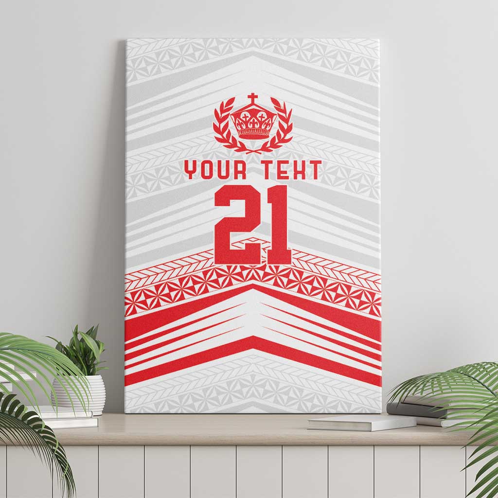 Custom Pacific Rugby Spirit Canvas Wall Art Tonga Ngatu Pride White Edition LT9 - Polynesian Pride