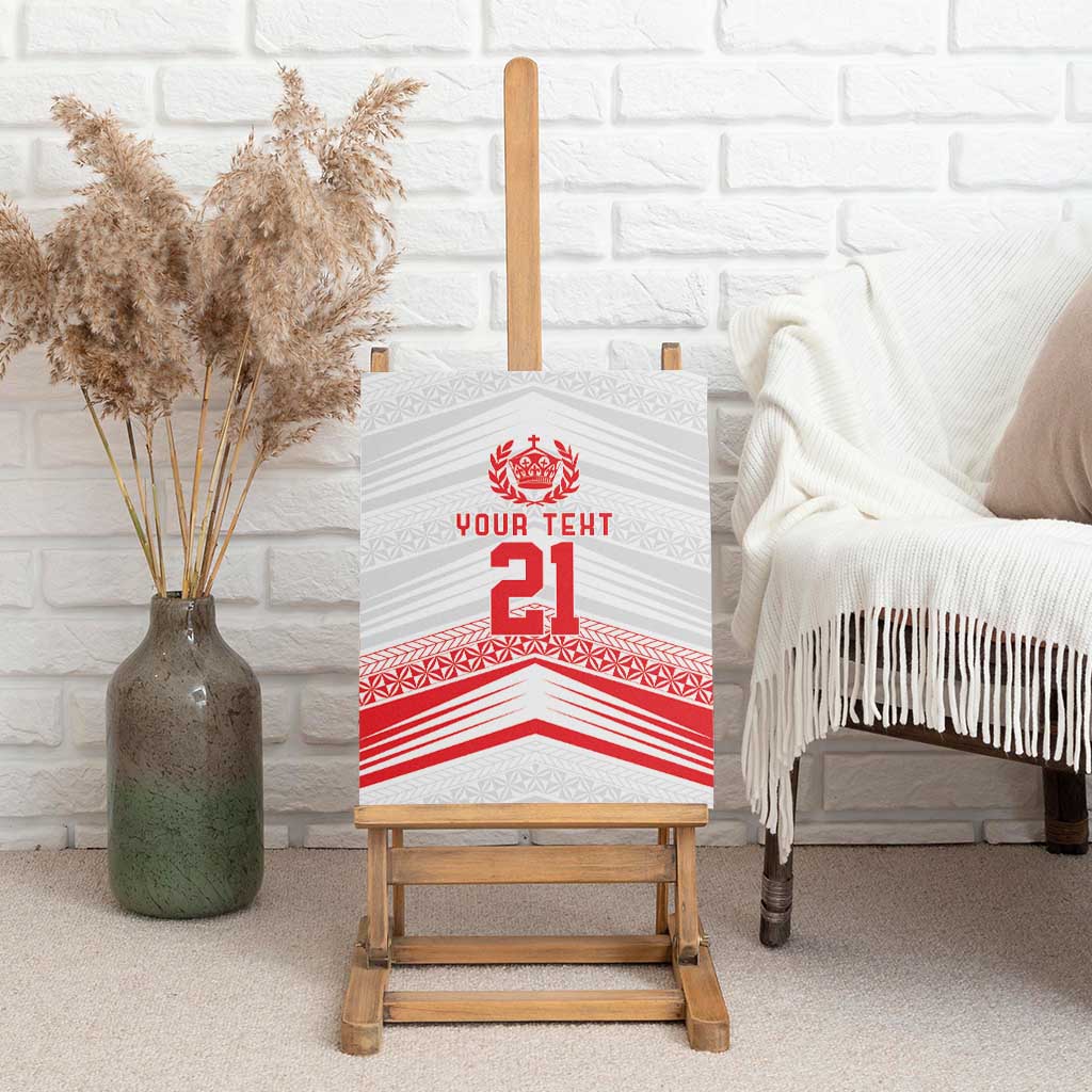 Custom Pacific Rugby Spirit Canvas Wall Art Tonga Ngatu Pride White Edition LT9 - Polynesian Pride