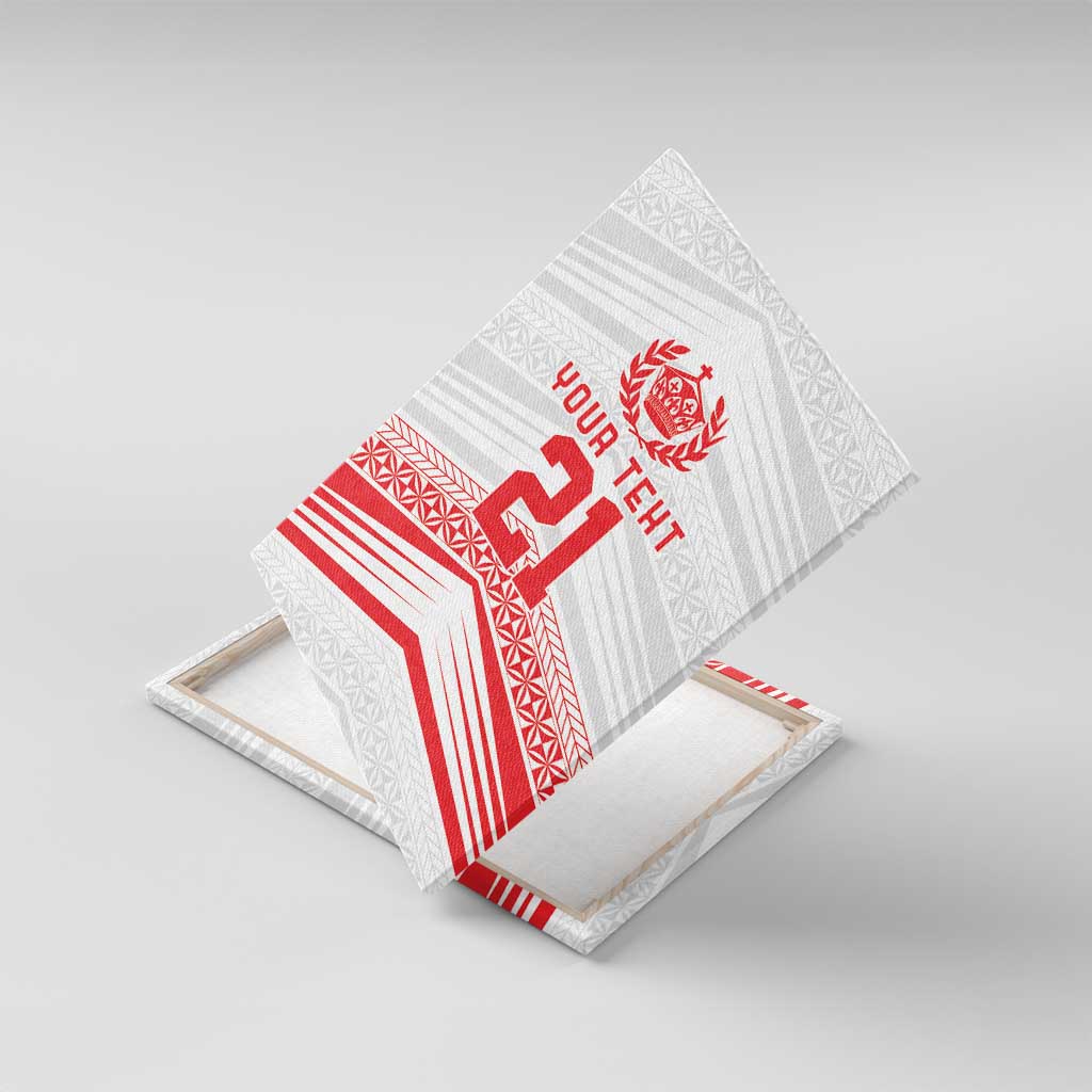 Custom Pacific Rugby Spirit Canvas Wall Art Tonga Ngatu Pride White Edition LT9 With Frame White - Polynesian Pride