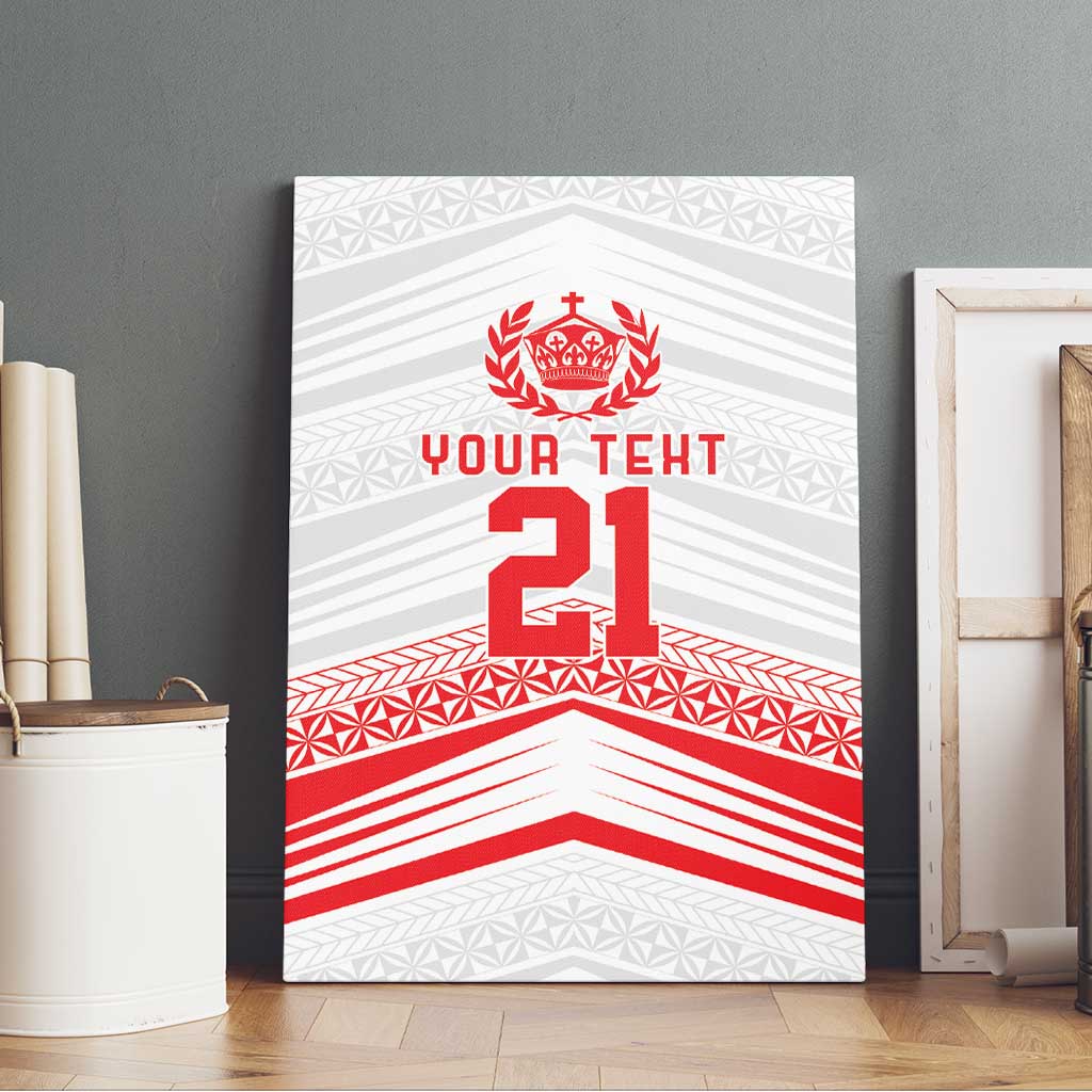 Custom Pacific Rugby Spirit Canvas Wall Art Tonga Ngatu Pride White Edition LT9 - Polynesian Pride