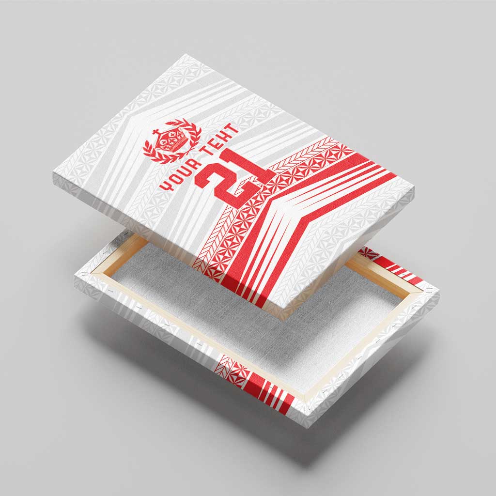 Custom Pacific Rugby Spirit Canvas Wall Art Tonga Ngatu Pride White Edition LT9 - Polynesian Pride