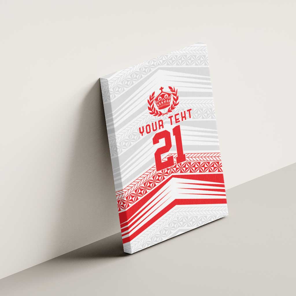 Custom Pacific Rugby Spirit Canvas Wall Art Tonga Ngatu Pride White Edition LT9 - Polynesian Pride