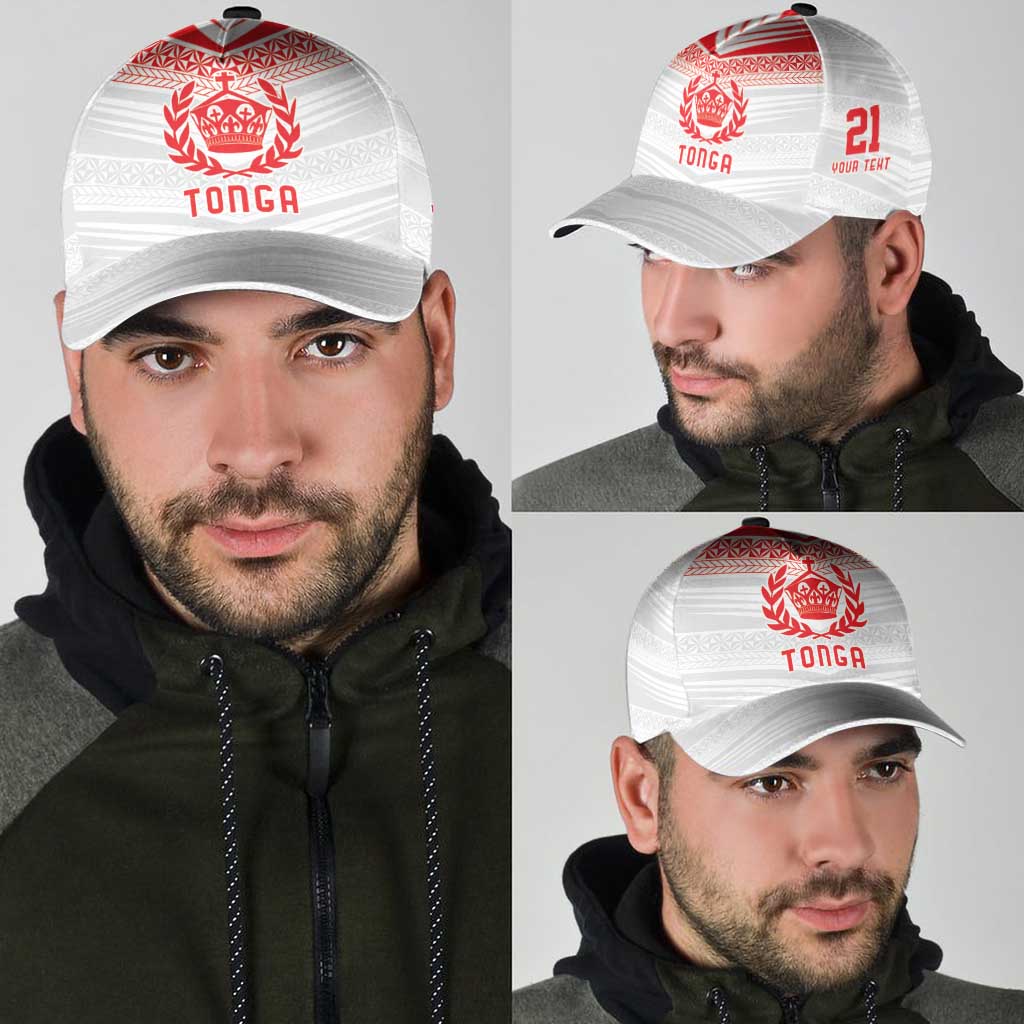 Custom Pacific Rugby Spirit Classic Cap Tonga Ngatu Pride White Edition - Polynesian Pride