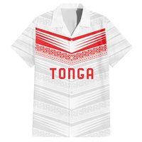Custom Pacific Rugby Spirit Family Matching Long Sleeve Bodycon Dress and Hawaiian Shirt Tonga Ngatu Pride White Edition - Polynesian Pride