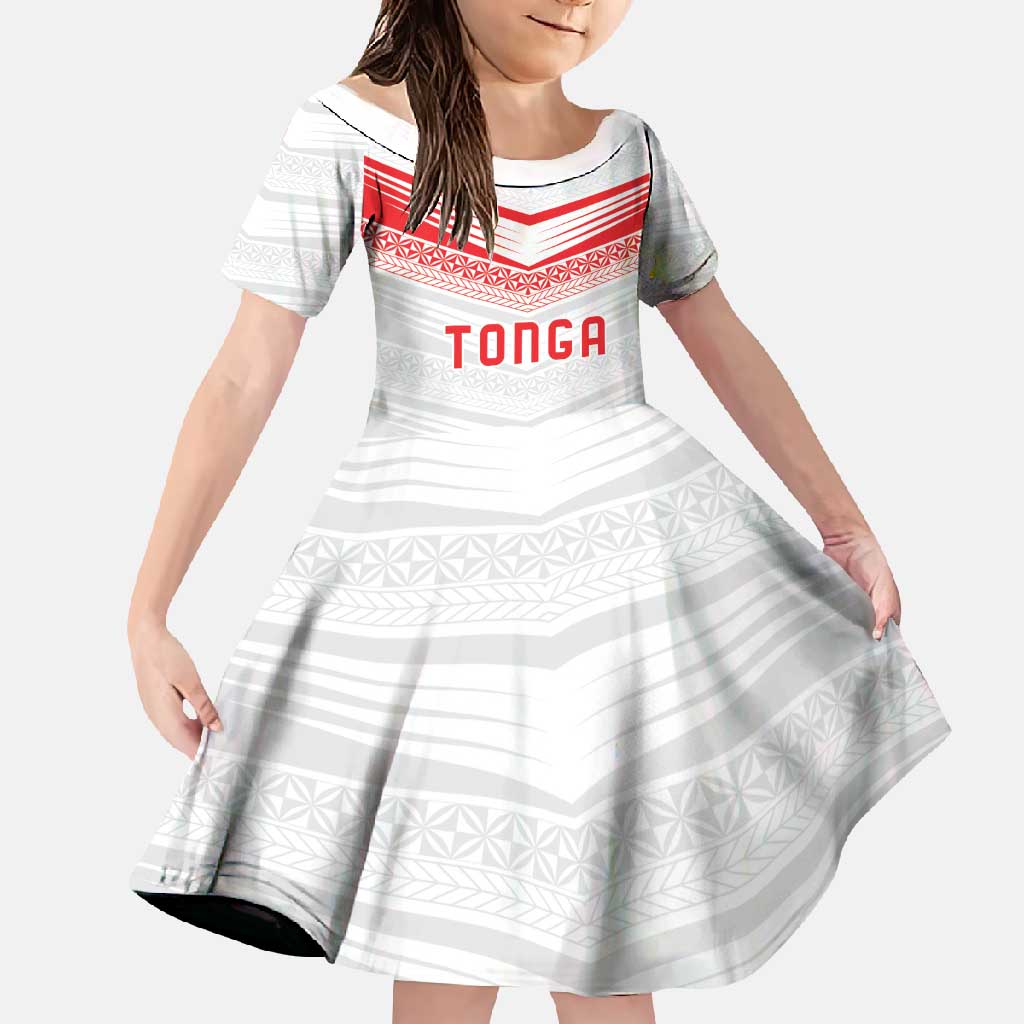 Custom Pacific Rugby Spirit Family Matching Mermaid Dress and Hawaiian Shirt Tonga Ngatu Pride White Edition - Polynesian Pride