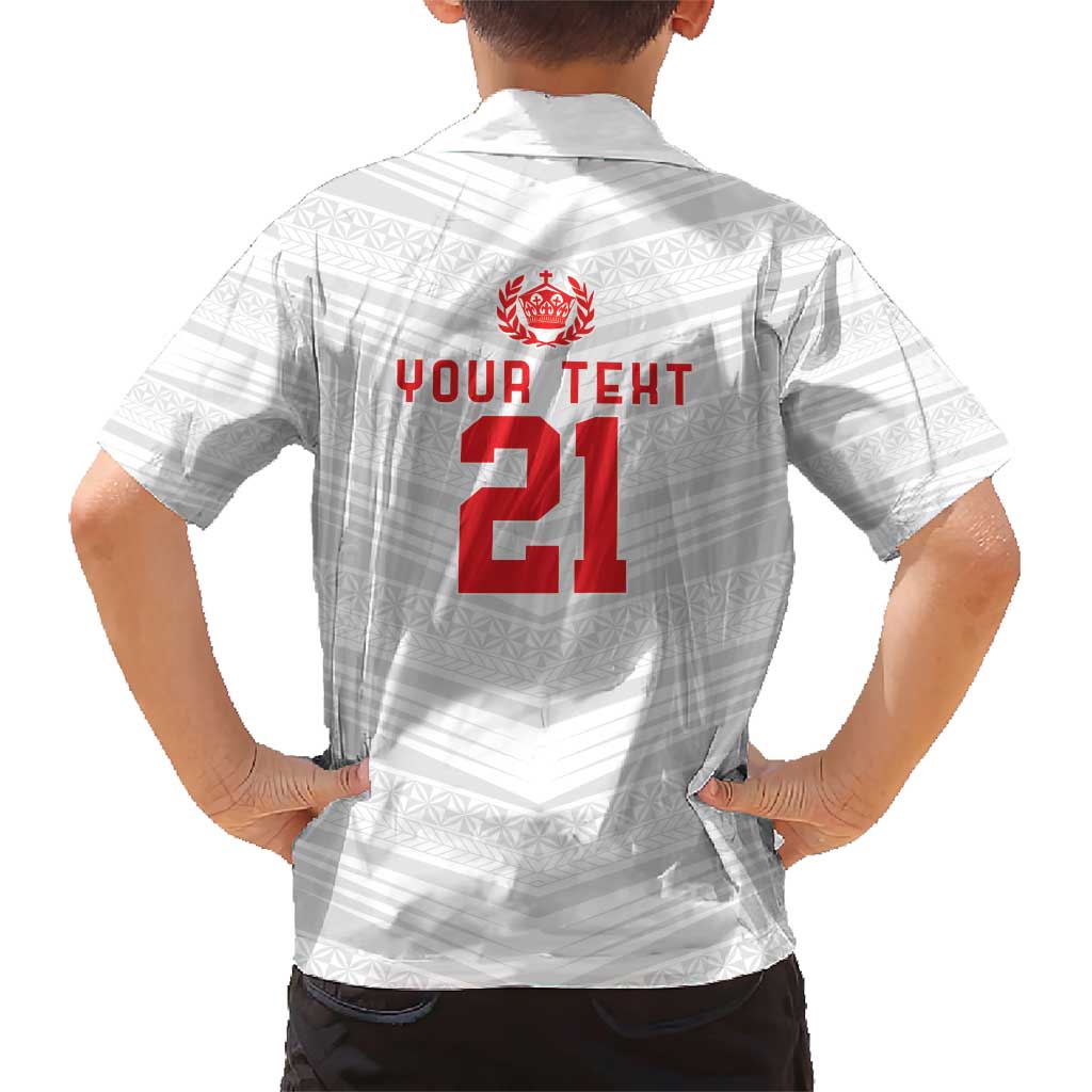 Custom Pacific Rugby Spirit Family Matching Short Sleeve Bodycon Dress and Hawaiian Shirt Tonga Ngatu Pride White Edition - Polynesian Pride