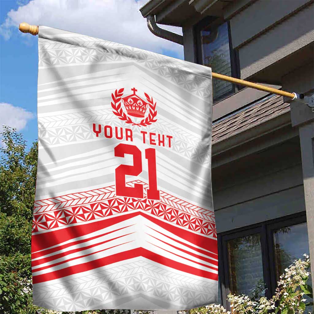 Custom Pacific Rugby Spirit Garden Flag Tonga Ngatu Pride White Edition LT9 - Polynesian Pride