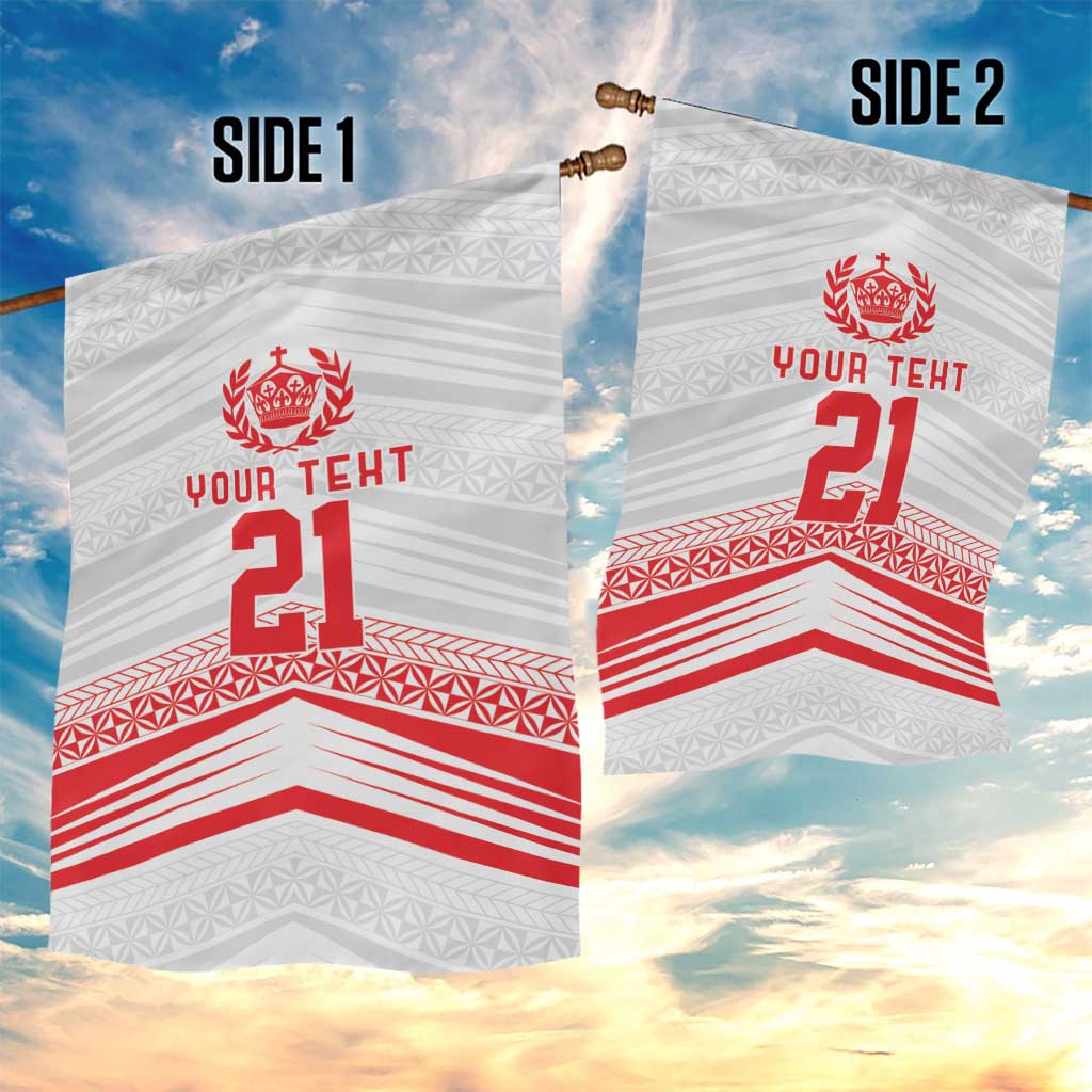 Custom Pacific Rugby Spirit Garden Flag Tonga Ngatu Pride White Edition LT9 - Polynesian Pride