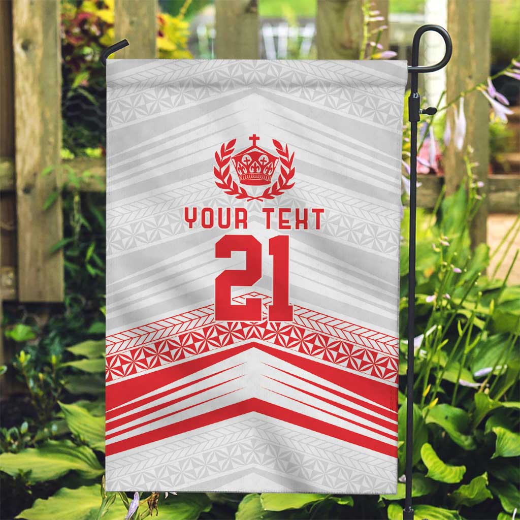Custom Pacific Rugby Spirit Garden Flag Tonga Ngatu Pride White Edition LT9 Garden Flag White - Polynesian Pride