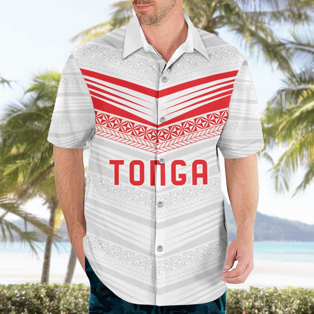 Custom Pacific Rugby Spirit Hawaiian Shirt Tonga Ngatu Pride White Edition - Polynesian Pride