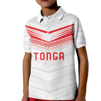 Custom Pacific Rugby Spirit Kid Polo Shirt Tonga Ngatu Pride White Edition LT9 Kid White - Polynesian Pride