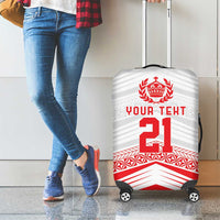 Custom Pacific Rugby Spirit Luggage Cover Tonga Ngatu Pride White Edition LT9 - Polynesian Pride