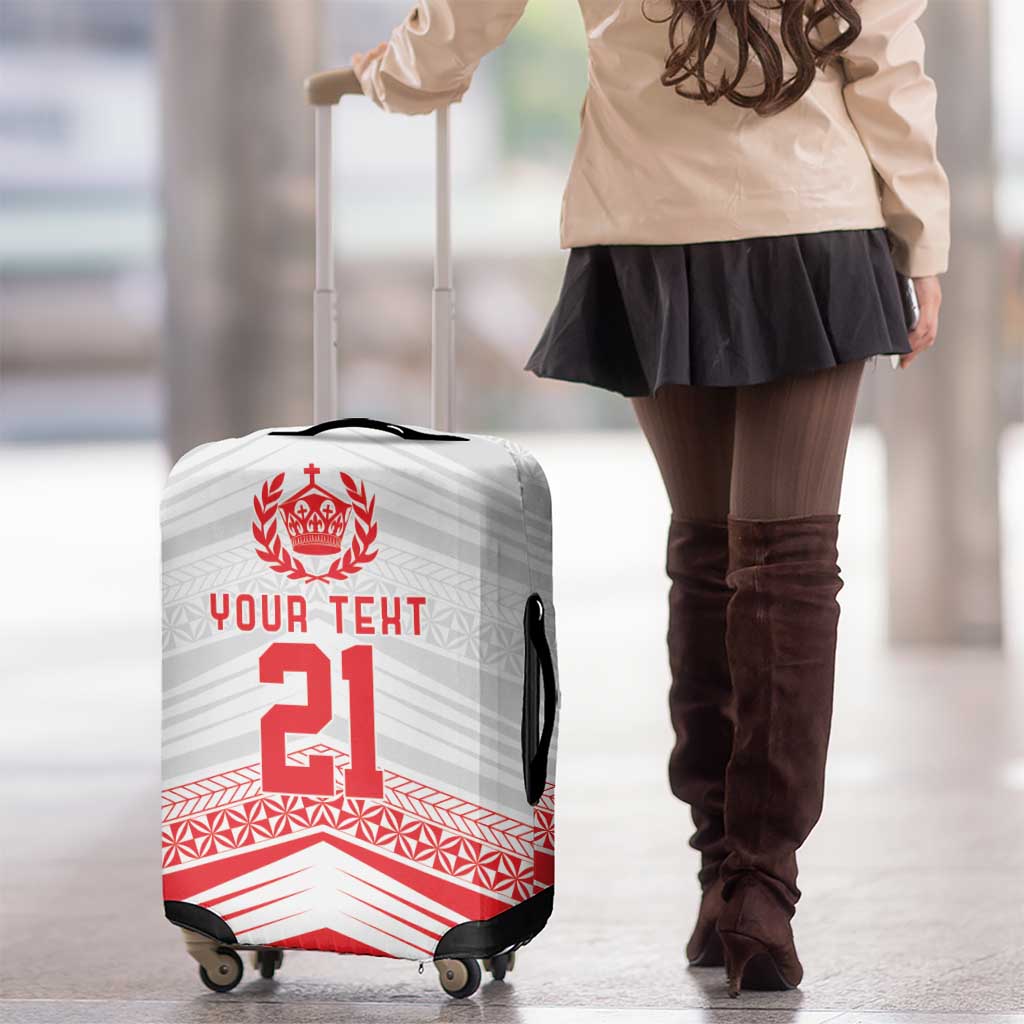 Custom Pacific Rugby Spirit Luggage Cover Tonga Ngatu Pride White Edition LT9 - Polynesian Pride