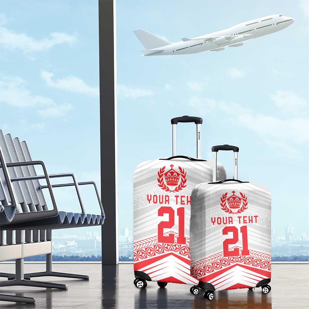 Custom Pacific Rugby Spirit Luggage Cover Tonga Ngatu Pride White Edition LT9 - Polynesian Pride