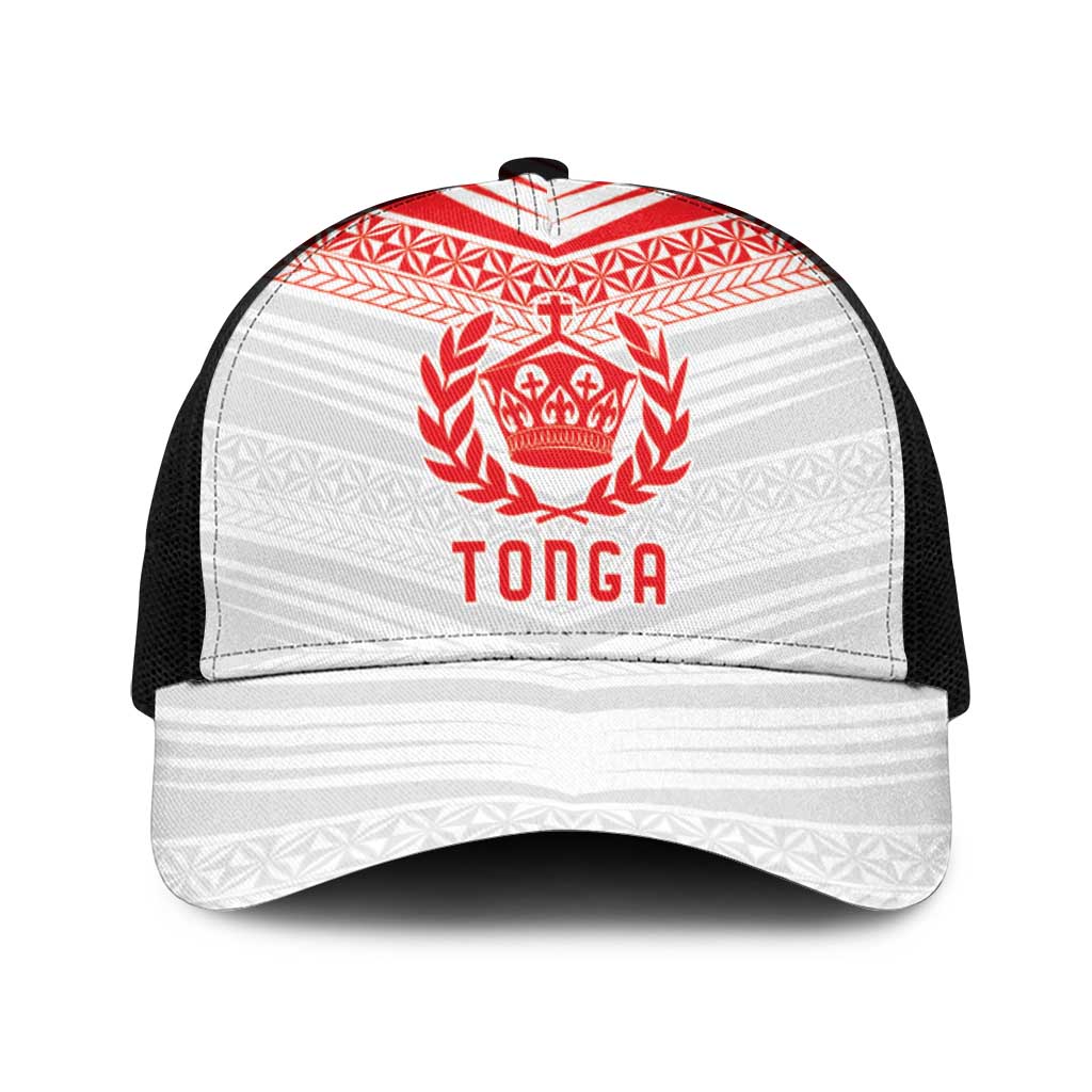 Pacific Rugby Spirit Mesh Trucker Cap Tonga Ngatu Pride White Edition - Polynesian Pride