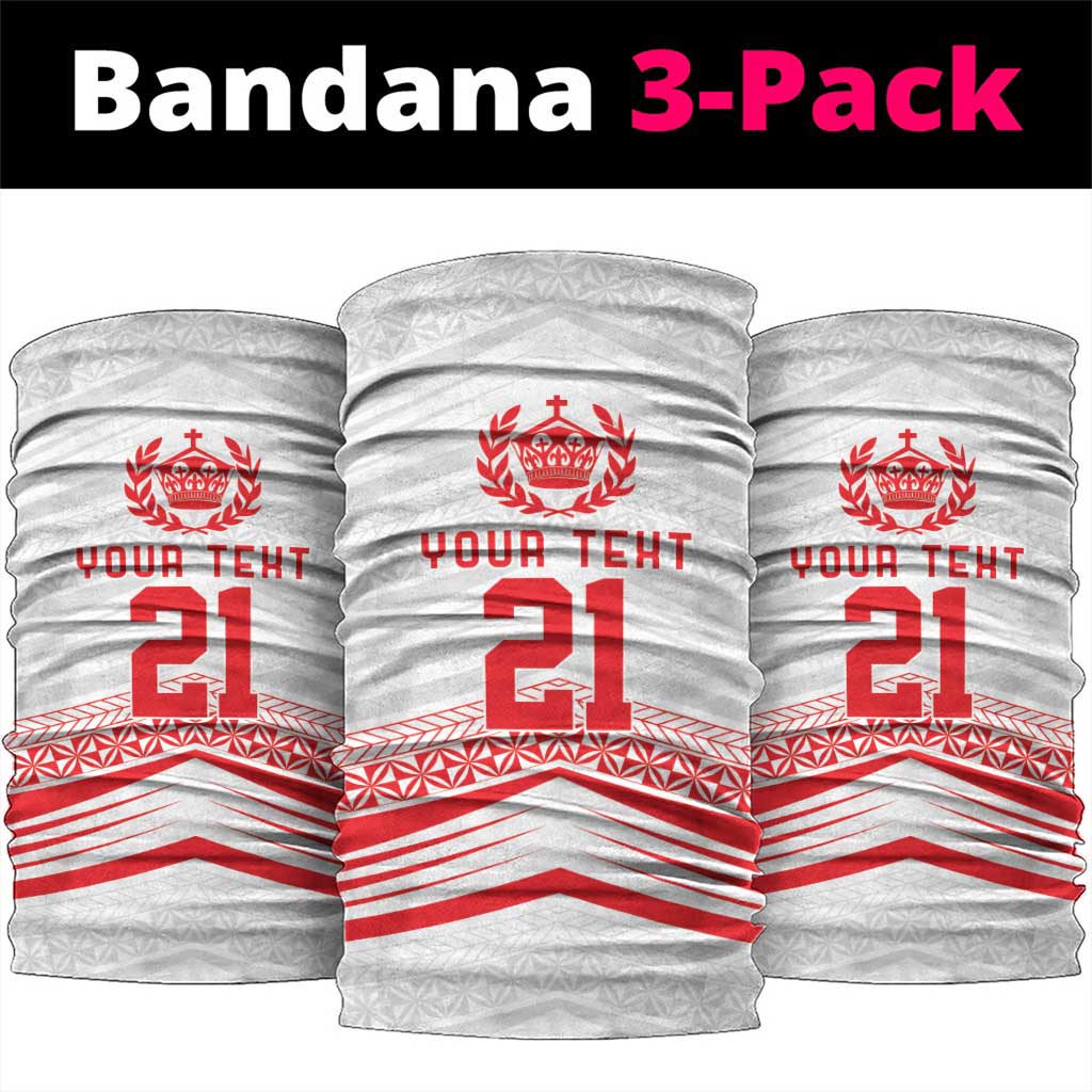 Custom Pacific Rugby Spirit Neck Gaiter Tonga Ngatu Pride White Edition - Polynesian Pride