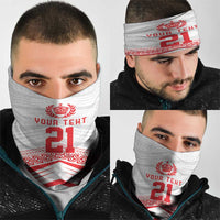 Custom Pacific Rugby Spirit Neck Gaiter Tonga Ngatu Pride White Edition LT9 - Polynesian Pride