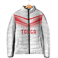 Custom Pacific Rugby Spirit Padded Jacket Tonga Ngatu Pride White Edition - Polynesian Pride
